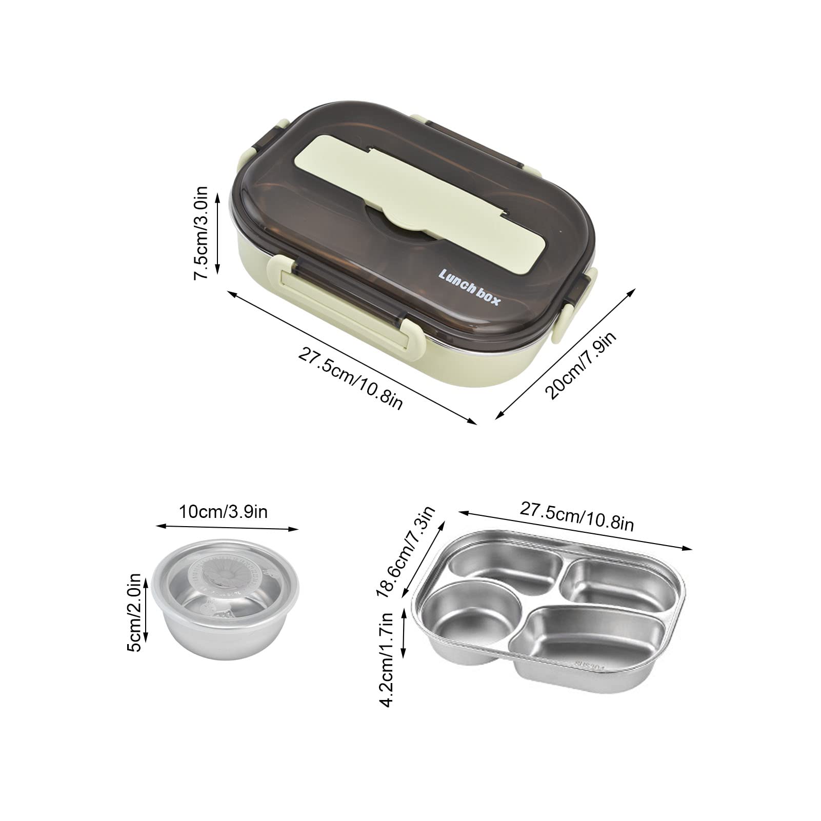 Roestvrijstalen lunchbox 4‑grid draagbare Box voedselopslagcontainer voor student Adult4‑Grid lunchbox met soepkom: blauw (vier rooster lunchbox met soepkom: roze
