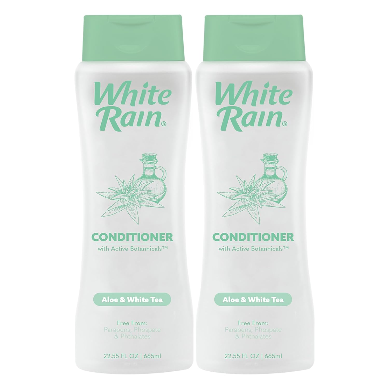 White Rain Aloe & White Tea Hair Conditioner for Women and Men, 15 fl oz Pack of 2, Lightweight Moisturizing Conditioner with Active Botanicals, Fresh Clean Scent, Paraben-Free, Suitable for Daily Use