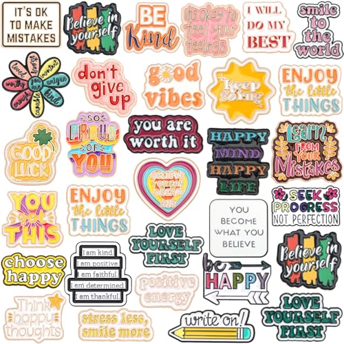 Image of SANNIX 60 Pack Motivational Enamel Pins for Backpack Hats Inspirational Lapel Pins Brooches for Backpack Hat Jewelry Accessories Inspirational Gifts for Men Women