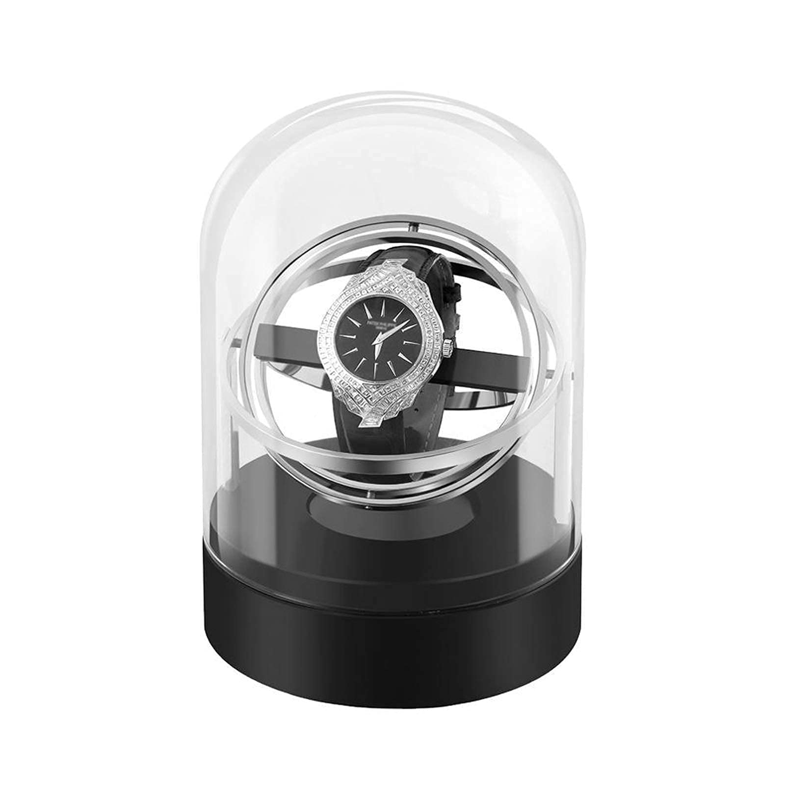OLSKFUH Automatic Watch Winder Single Watch Winder Box Quiet Motor Rotate 360 Degrees Transparent Glass Cover,