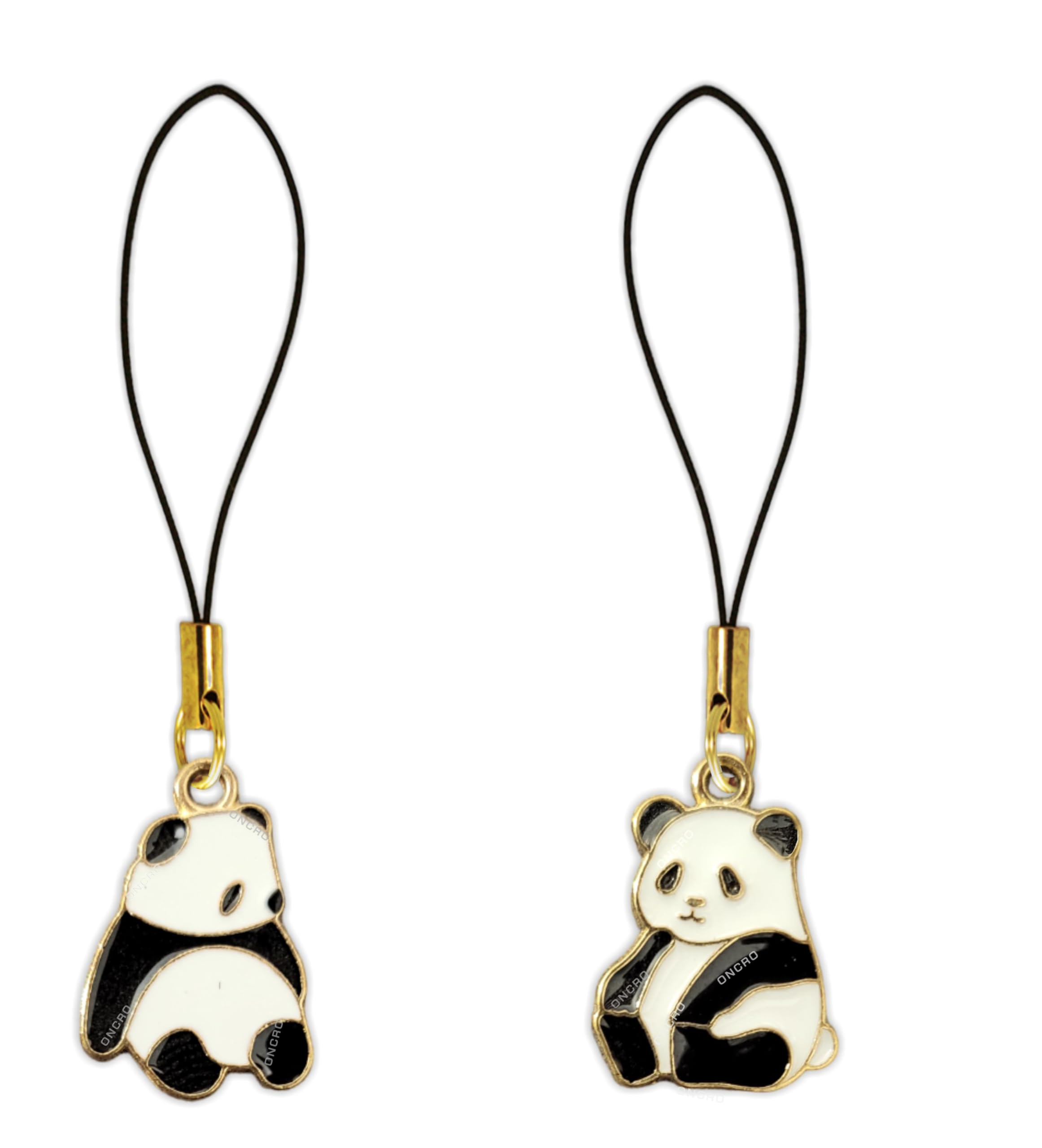 Pack of 2 Lucky Small Cute Panda pendant phone charms aesthetic for girls women backpack hanging keychain key ring gold accessories necklace bracelet clasp thread Ornament decor Smart combo
