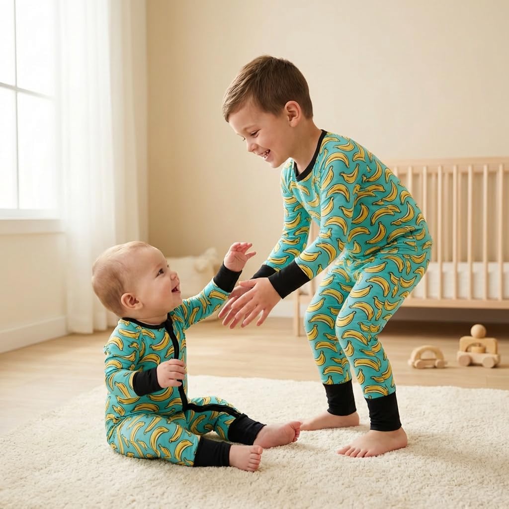 ITSY BITSY BOUTIQUE Viscose Bamboo Baby Pajamas - Boys and Girls Footie Sleeper Convertible 2-Way Zipper Sleeper