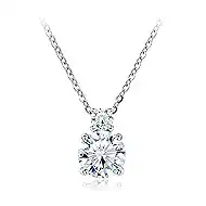 Moissanite 925 Sterling Silver Pendant Necklace 0.5-1 Carat Round Pear Cut, Dainty Elegent D Color Dancing Style with Bead Adjustable Chain Necklace for Women