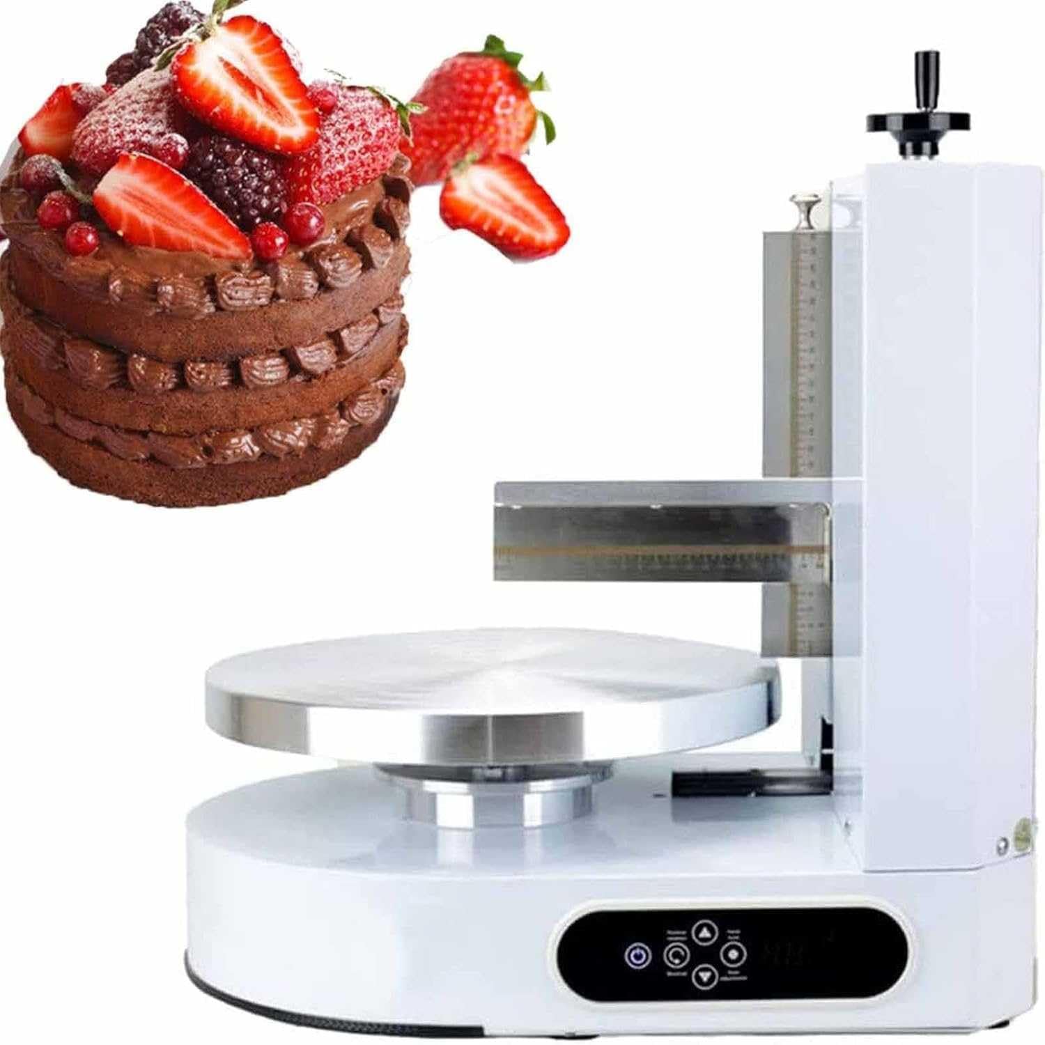Birthday Cake Cream Smoothing Machine, 4-12 Inch Round Cake Cream Spreading and Filling Machine, Suitable for Dessert Shop Baking Tools (White)