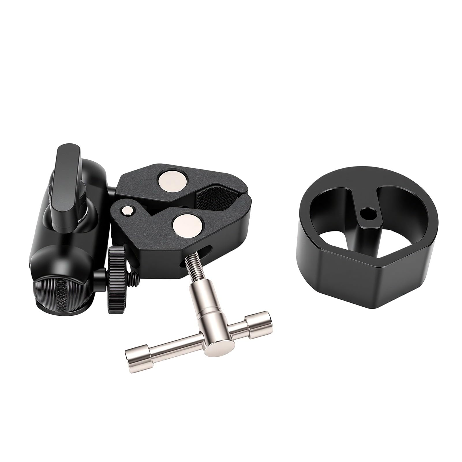 Supporto per Morsetto Satellitare, Filettatura 1/4"-20 e Regolabile a 360° | Anodizzato CNC, Blocco Antioscillazione, Lega di Alluminio, Impugnatura da 0,6" a 1,57", Supporto Satellitare per Barca