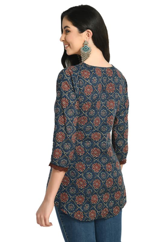 Meesan Women's Beautiful Straight Cotton Short Kurti, Casual Wear Tunic, Office Wear offers donot miss