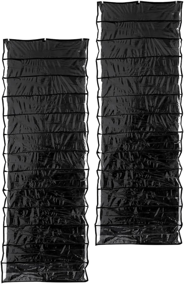 Uonlytech 2PCS Over Door Shoe Organizer with Hanging Shoe Shelf Space Saver for Closet Storage Large Capacity Hanging Storage Bag Slippers Belts and Small Items Black