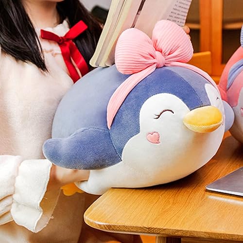 Miniatura 5 de ARELUX Almohada de peluche de pingüino gris, lindo juguete de peluche esponjoso, peluche de anime, mullido, Kawaii suave almohada para abrazar para