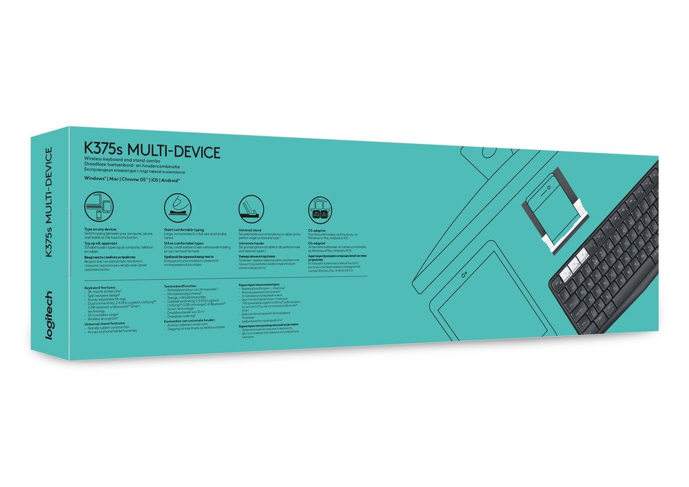 Logitech K375S Tastiera Wireless, Layout ‎Tedesco Qwertz, Nero/Bianco
