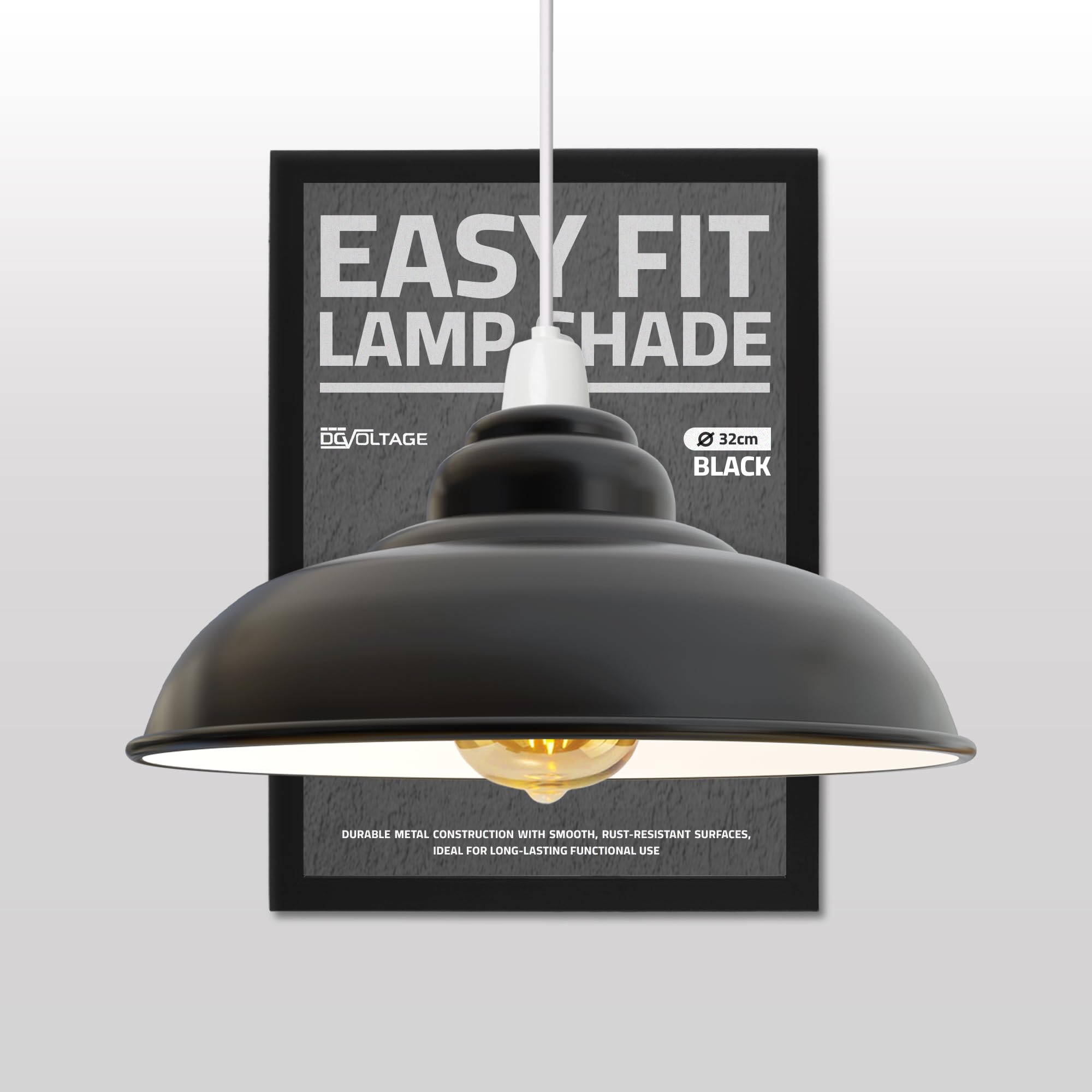 DC VOLTAGE Metal Ceiling Lamp Shade Black Inner White 32cm Easy Fit Light Pendant Modern Ceiling Lighting Shade for Bedroom, Hallway, Office Restaurant Industrial Light Shade Ceiling Pendant โ image 1