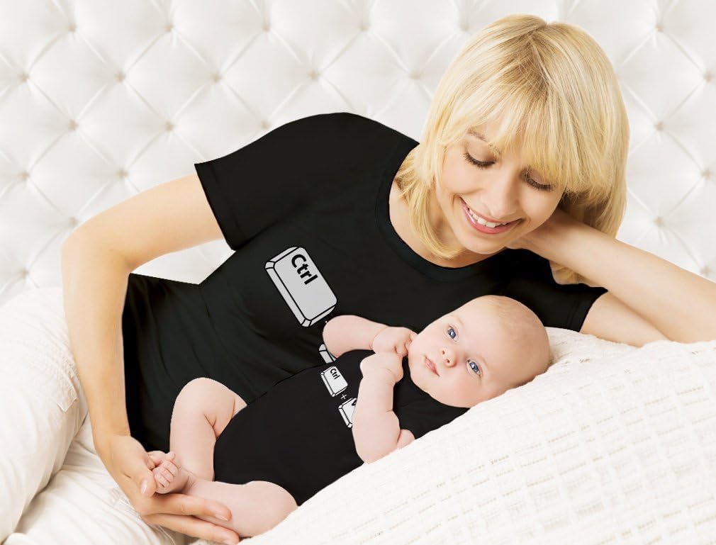 Tstars Mom & Baby Girl/Boy Copy Paste Matching Set Women T-Shirt & Baby Bodysuit