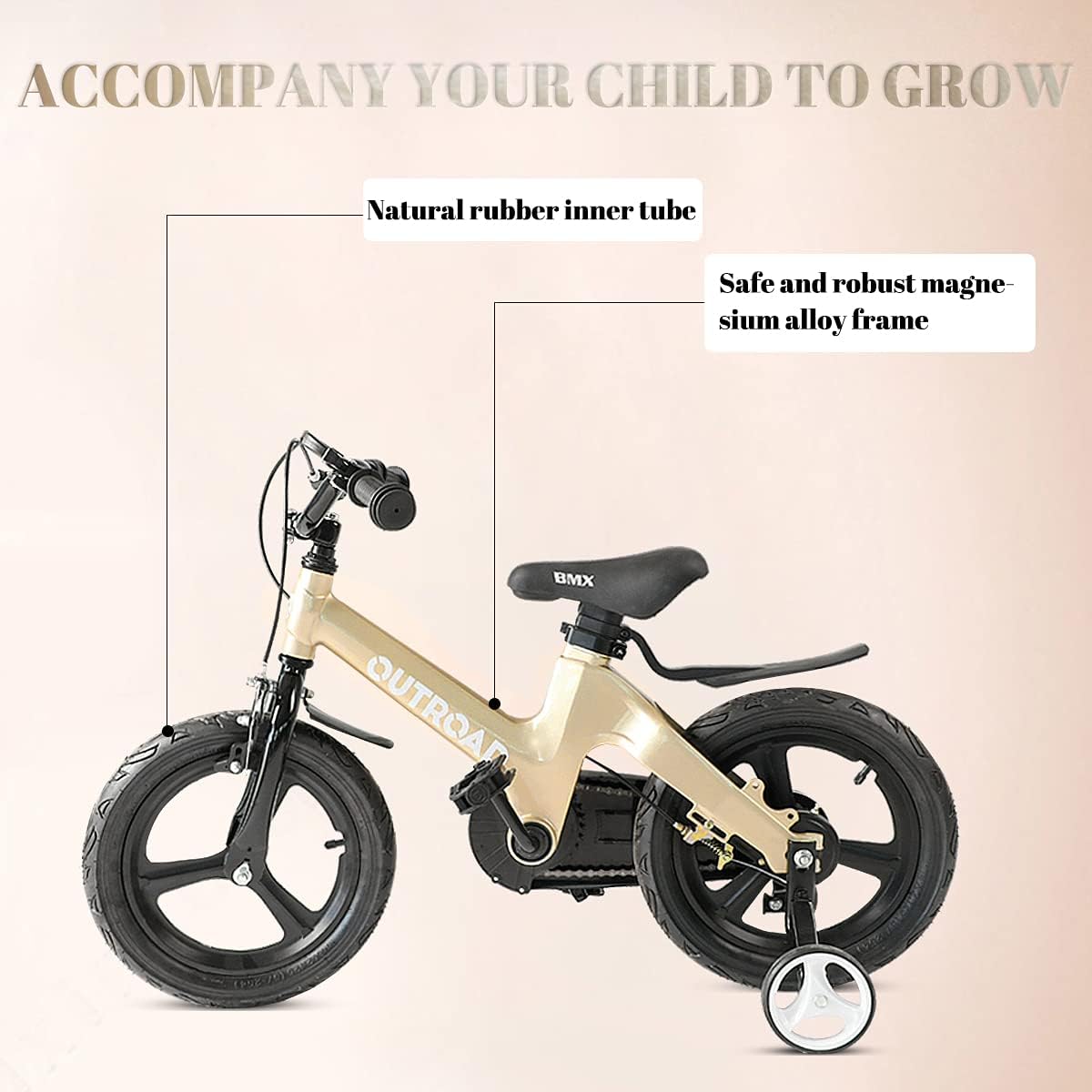Blасk Frіdау Clеаrаnсе Max4out Kids Bike 14/16/18 inch Wheels with Dual Brake Lightweight Girls Bicycle Boys Bike for Kids Ages 3-9 with Training Wheels Child's Bike, Golden/Blue