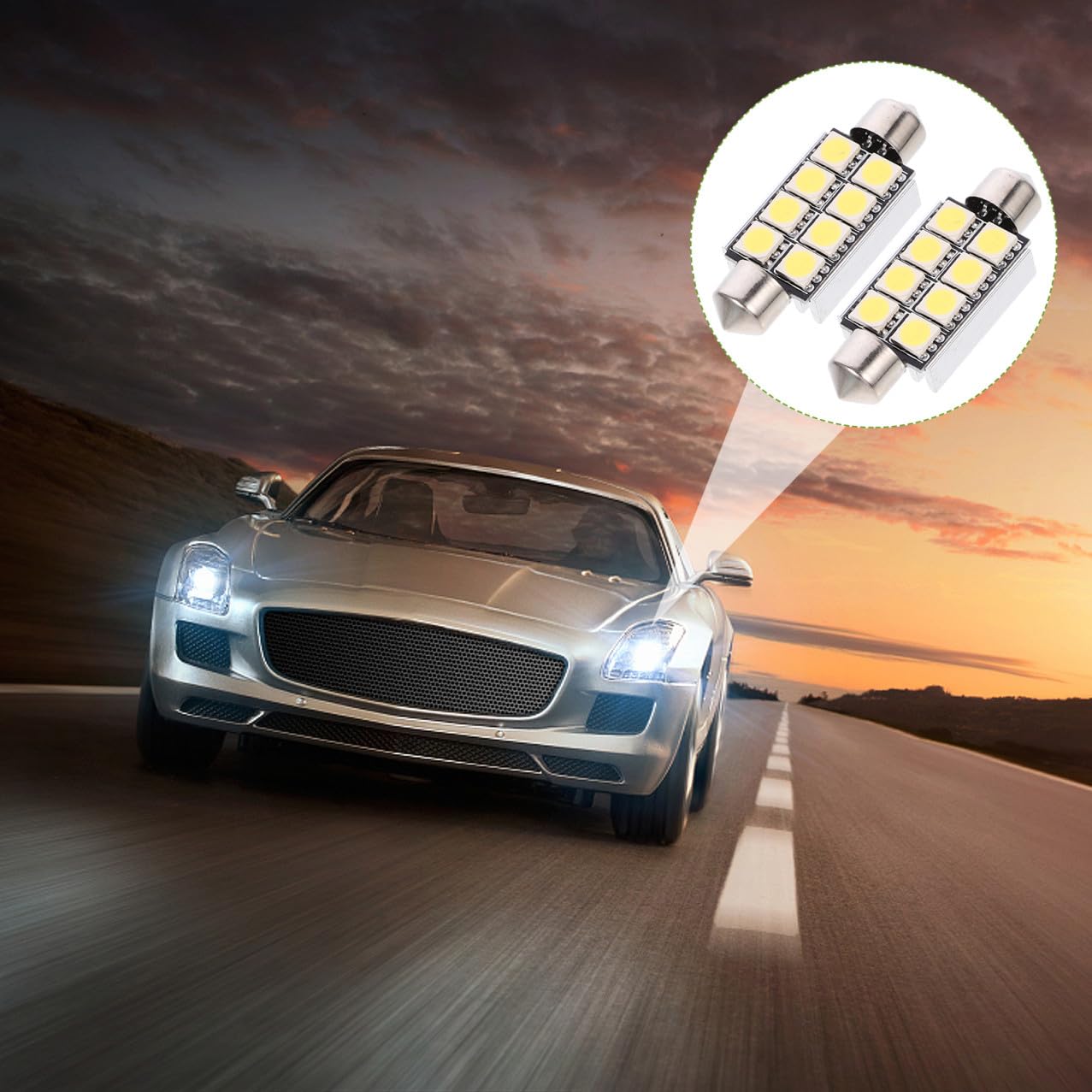 ULTECHNOVO 24pezzi Festoon Led Lampadine Auto Luce Dome Argento Basso Consumo Energetico Alta Durabilità Compatibile Con Adatta Per Illuminazione Strumentazione Auto e Luce Bagagliaio