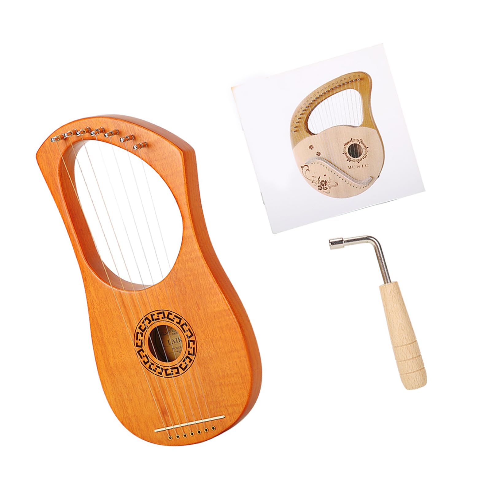 Arpa de Lyra portátil de 7 cuerdas, procesamiento de madera sólida para viajes y clases de música, instrumento de lira de viaje para principiantes con sonido cálido