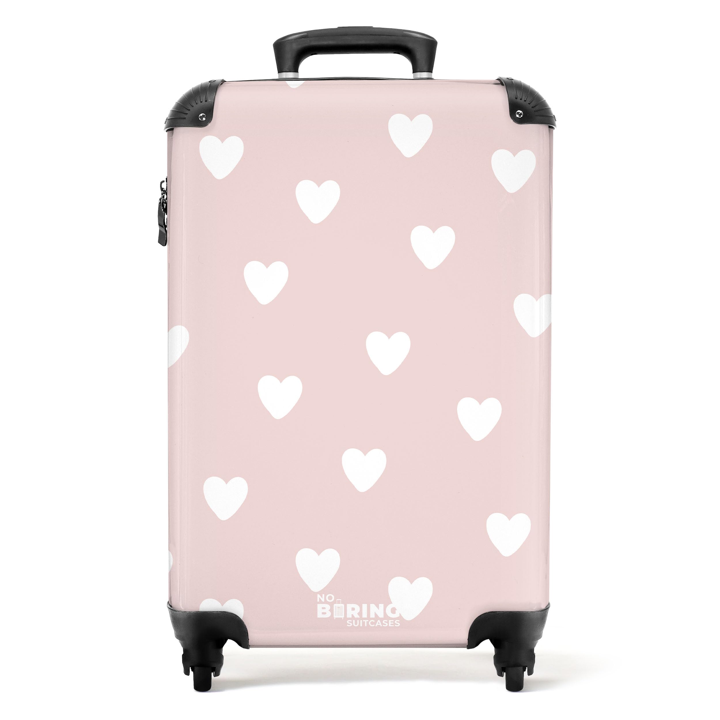 NoBoringSuitcases.com Kinderkoffer 55x40x20 cm – Herzmuster, Handgepäck Hartschalenkoffer