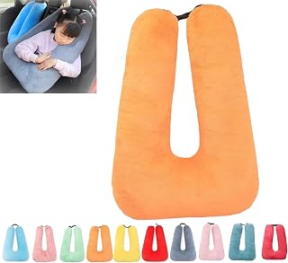 YuchiFa Almohada de Viaje para Coche, Almohada de Viaje para bebé, Almohada de Coche para Dormir, Almohada de Viaje en Forma de U para Soporte para la Cabeza y el Cuerpo (Color Naranja)