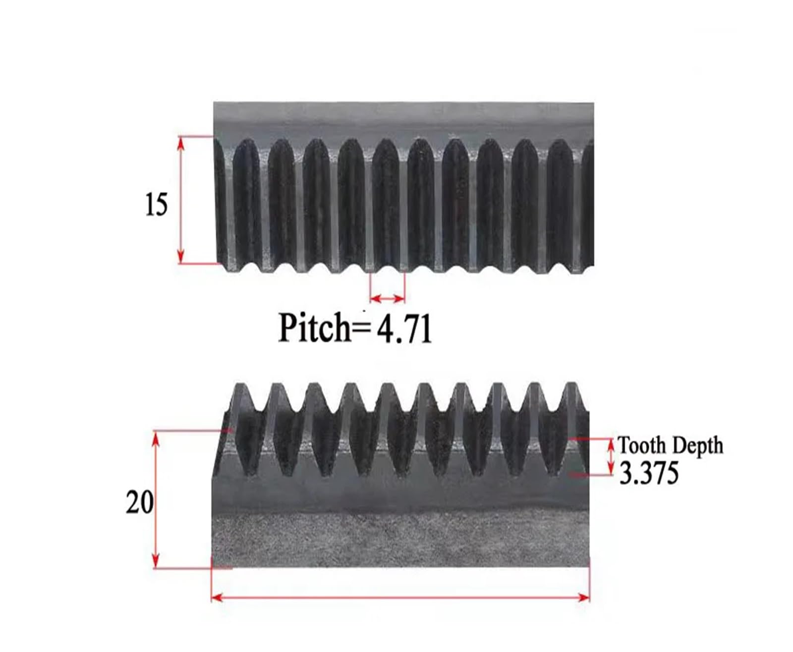 Crémaillère linéaire droite en acier, Crémaillère de précision CNC dents droites 45 acier 1M/1.5M/2M Mod 500-1000mm(1.5Mod 15-20,Length 500mm)