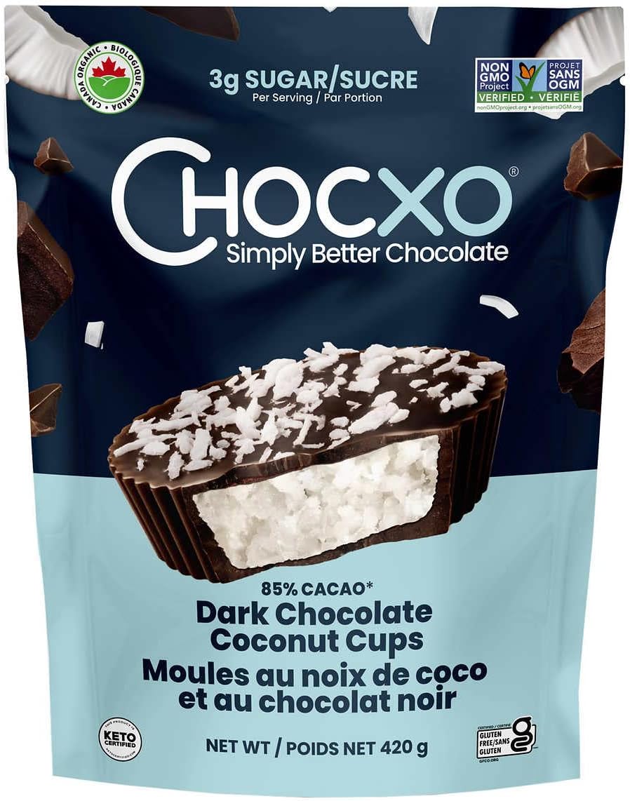 Chocxo Dark Chocolate Coconut Cups, 14.8 oz (420 g)