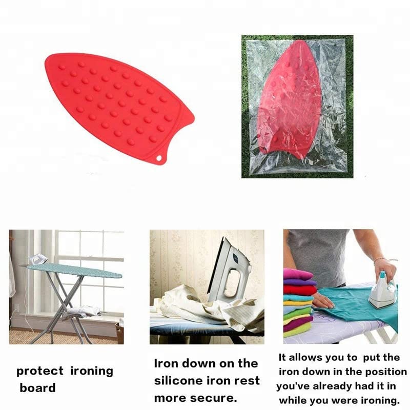 YANGZHI 4Pcs Thickened Silicone Iron Pad Silicone Iron Rest Pad Electric Iron Pad for Ironing Board Heat-Resistant Ironing Board Mat (Black)