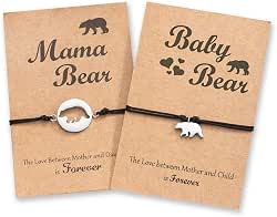 Mother Daughter Son Bracelets Mama Bear Cub Wish Mommy and