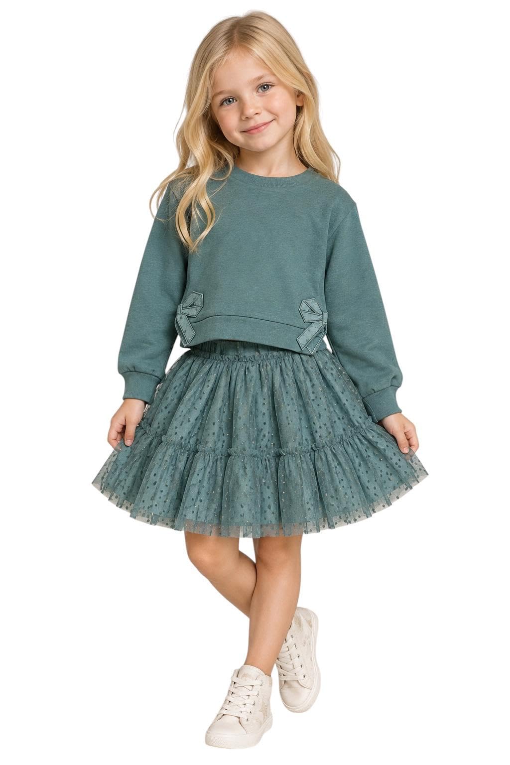 Mayoral Completo gonna tulle + felpa bambina 5 anni - 110 cm colo verde