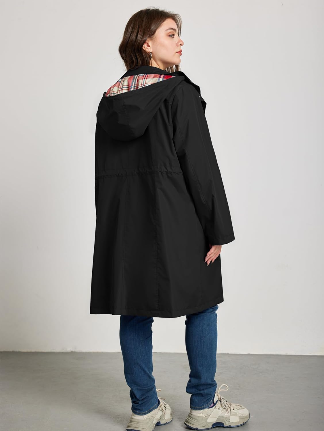 Kikibell Plus Size Rain Jackets for Women Raincoats Waterproof Windbreaker Jacket Hooded Outdoors Trench Coat with Pockets - Image 5