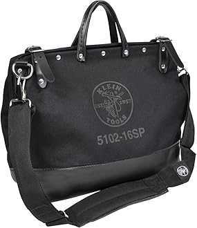 510216SPBLK Tool Bag, Large 16-Inch Deluxe Canvas Tool Bag and Organizer with 13 Pockets and Shoulder Strap, Black
