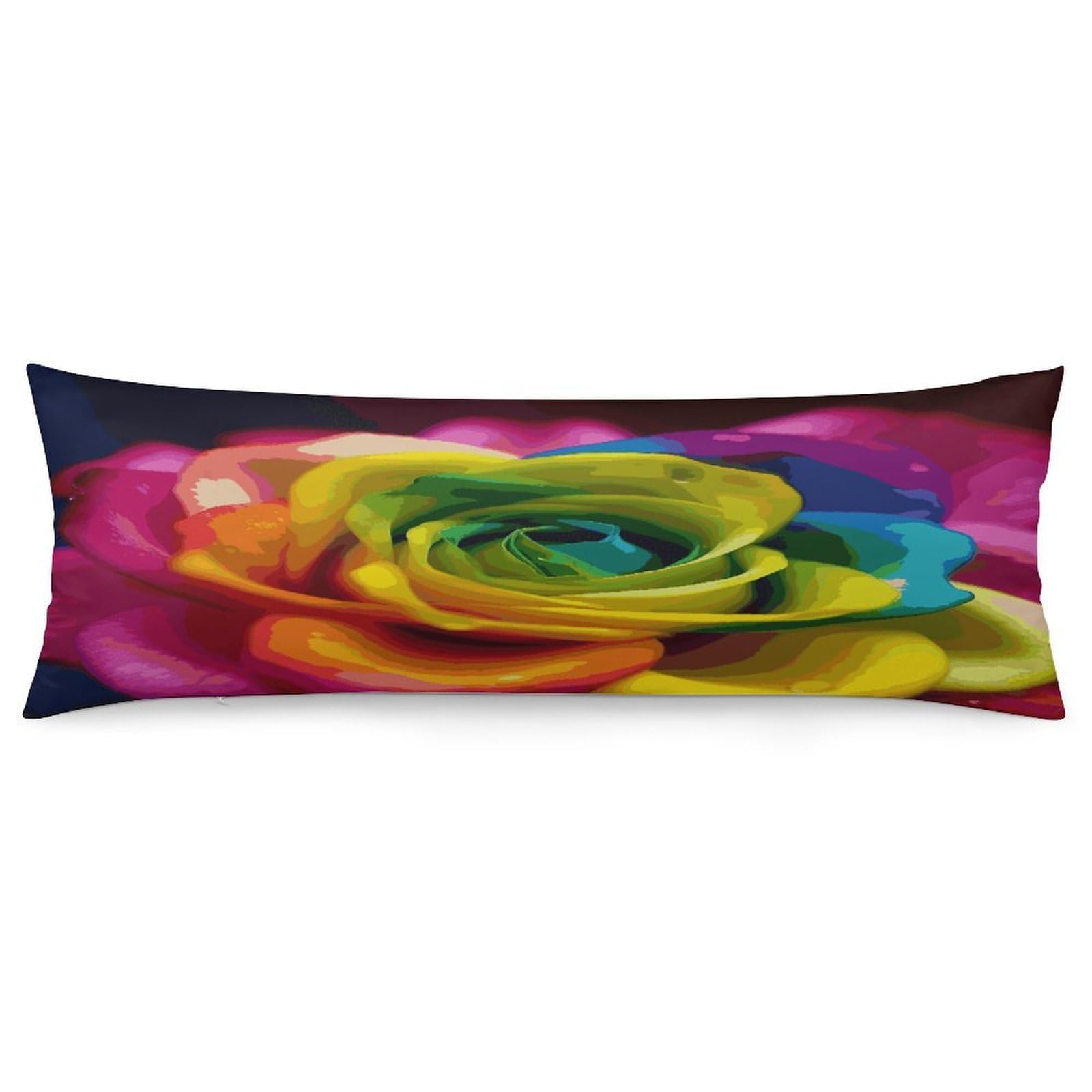 Rainbow Flower Throw Pillow Covers with Silent Zipper Polyester Pillow Protectors Removable Pillow Cases Soft Pillowcase Cozy Pillow Sham Cushion Cover for Sofa Car Bed 20"x54"
