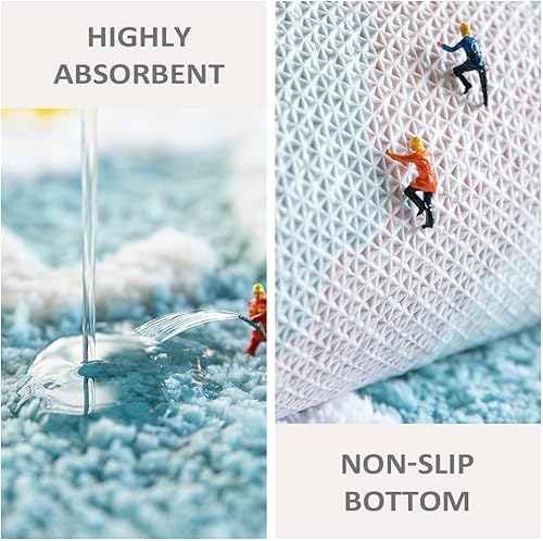 Miniatura 5 de Tapete de baño medio redondo, absorbente, tapete de baño, ducha, súper suave, tapete de entrada de dormitorio, alfombra de puerta de cocina, tapete