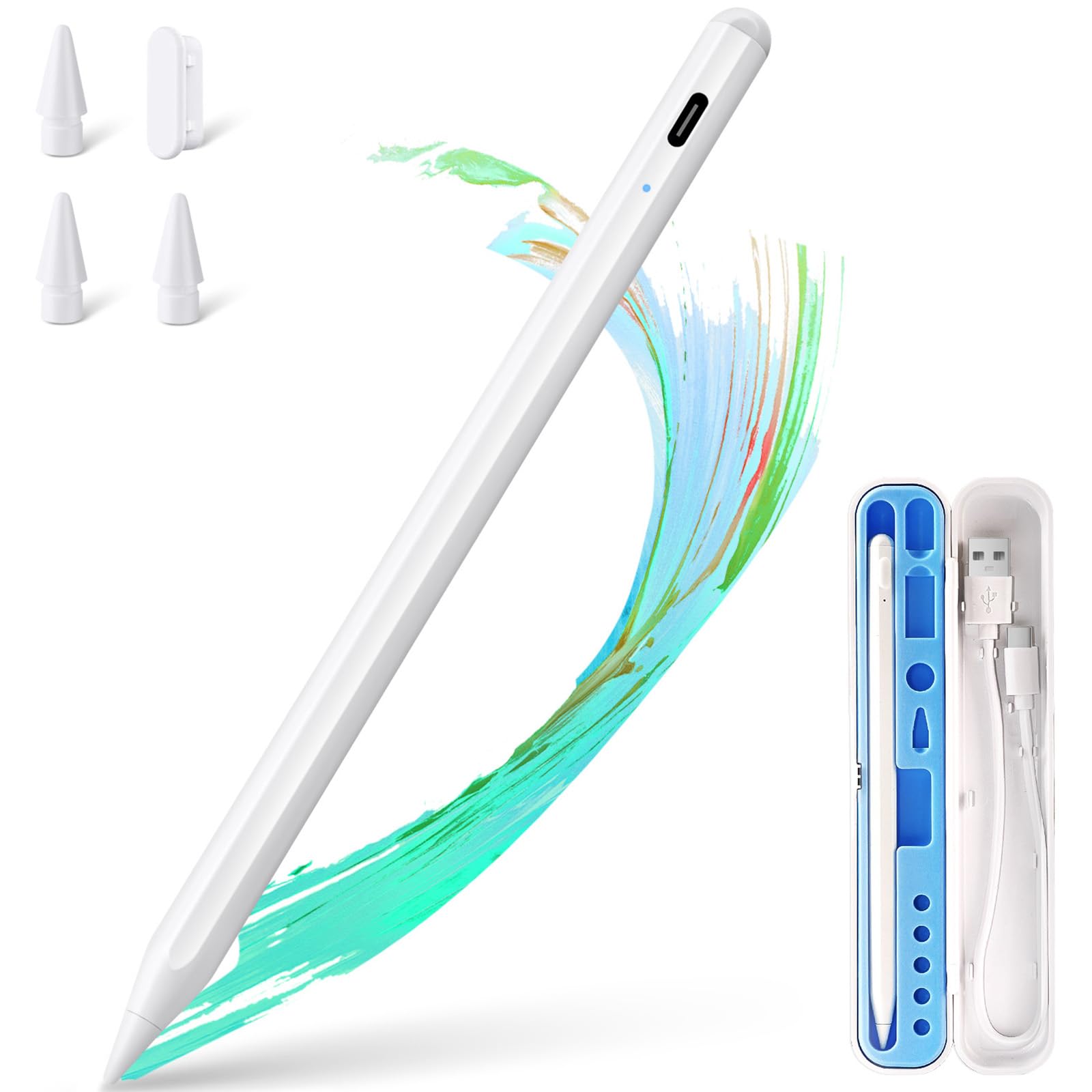 Stift für Apple iPad 2018-2025 mit Schnellladeleistung, Palm Rejection und Neigungssensitivität Pencil für ipad kompatibel mit i Pad 11/10/9/8/7/6, Pro M4/12.9/11/13" Gen, Air 3/4/5/M2/M3, mini 7/6/5