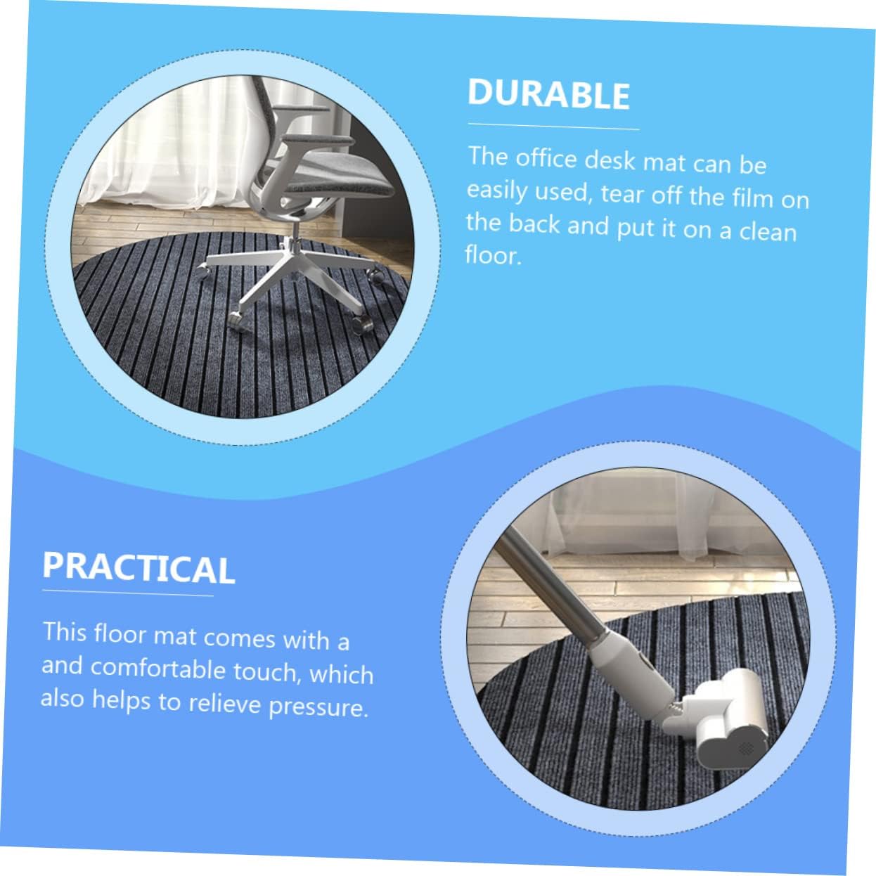 NUOBESTY Rolling Chair Mat for Hardwood Floors Desk Ground Protector for Comfortable Chair Mat for Ergonomic Support