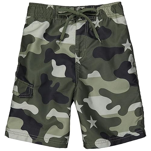 Kanu Surf Boys' Avalon Quick Dry Upf 50+ Beach Swim Trunk, Camo Flag Army Green, Large (14/16) #TOP7