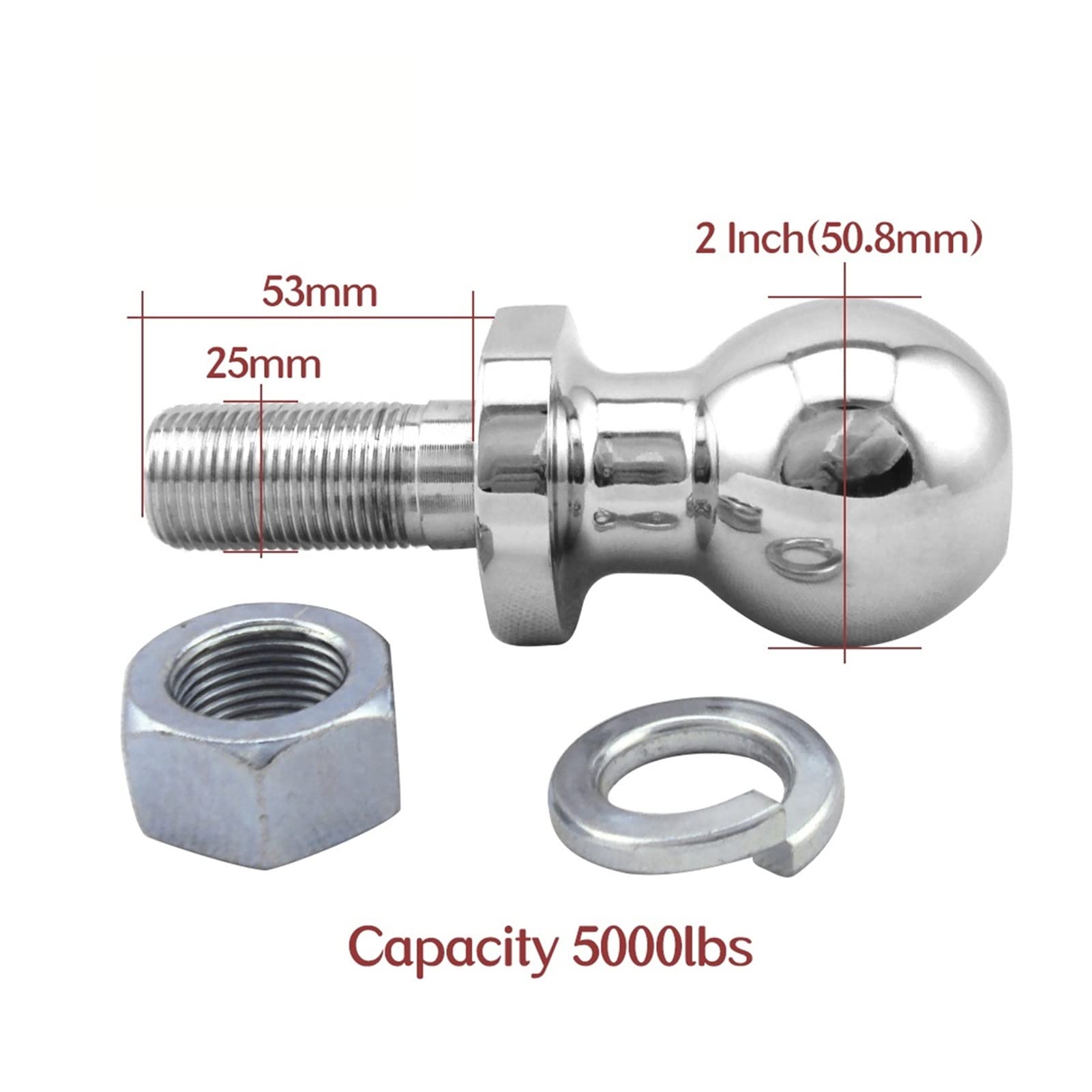 Anhängerkupplung, Chrom-Hitch-Montierkugel-Kugel 2-Zoll-Schaft-Dia-Kapazität 5000LBS-Kupplungsanhänger-Teilen Rv. Camper Caravan Accessoires.