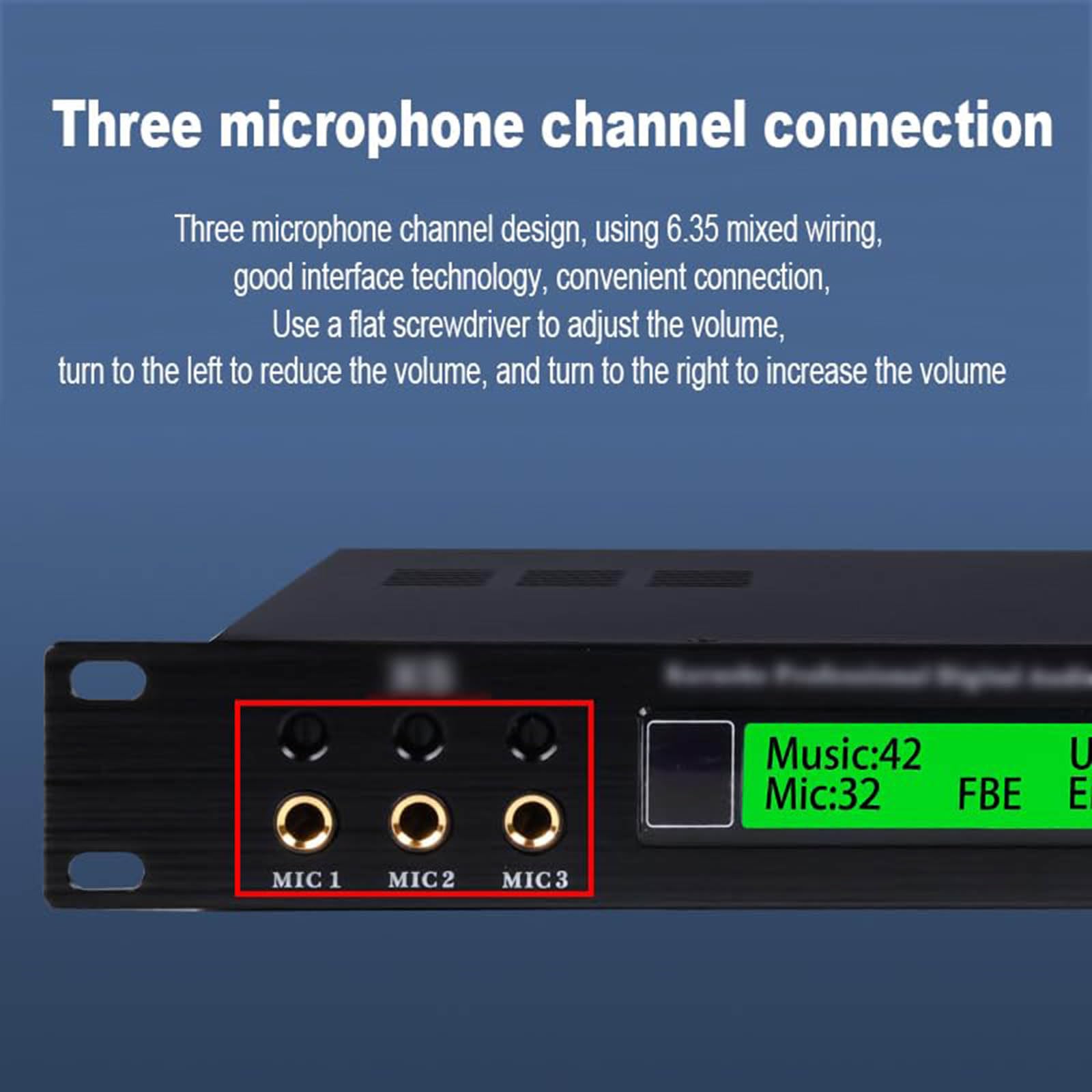 Processore Audio Digitale Professionale per Karaoke, Riverbero Digitale Dsp, Anti-Feedback, Supporto Uscita A 5.1 Canali, 3 Canali Microfonici, per Home Theater