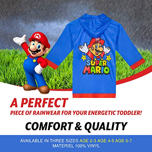 Nintendo Super Mario Todler Boy`s Rain Slicker Size Large 6/7 Blue #TOP3