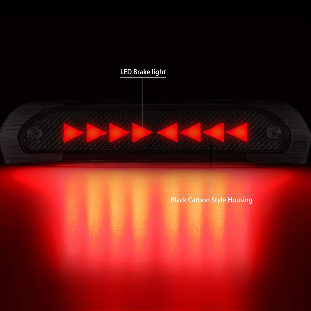 DNA MOTORING 3BL-DRM02-3D-T4-LED-BK Black Housing Arrowhead Line 3D LED High Mount 3rd Third Brake Light [Compatible with 02-08 Dodge Ram 1500/03-09 Ram 2500 3500]