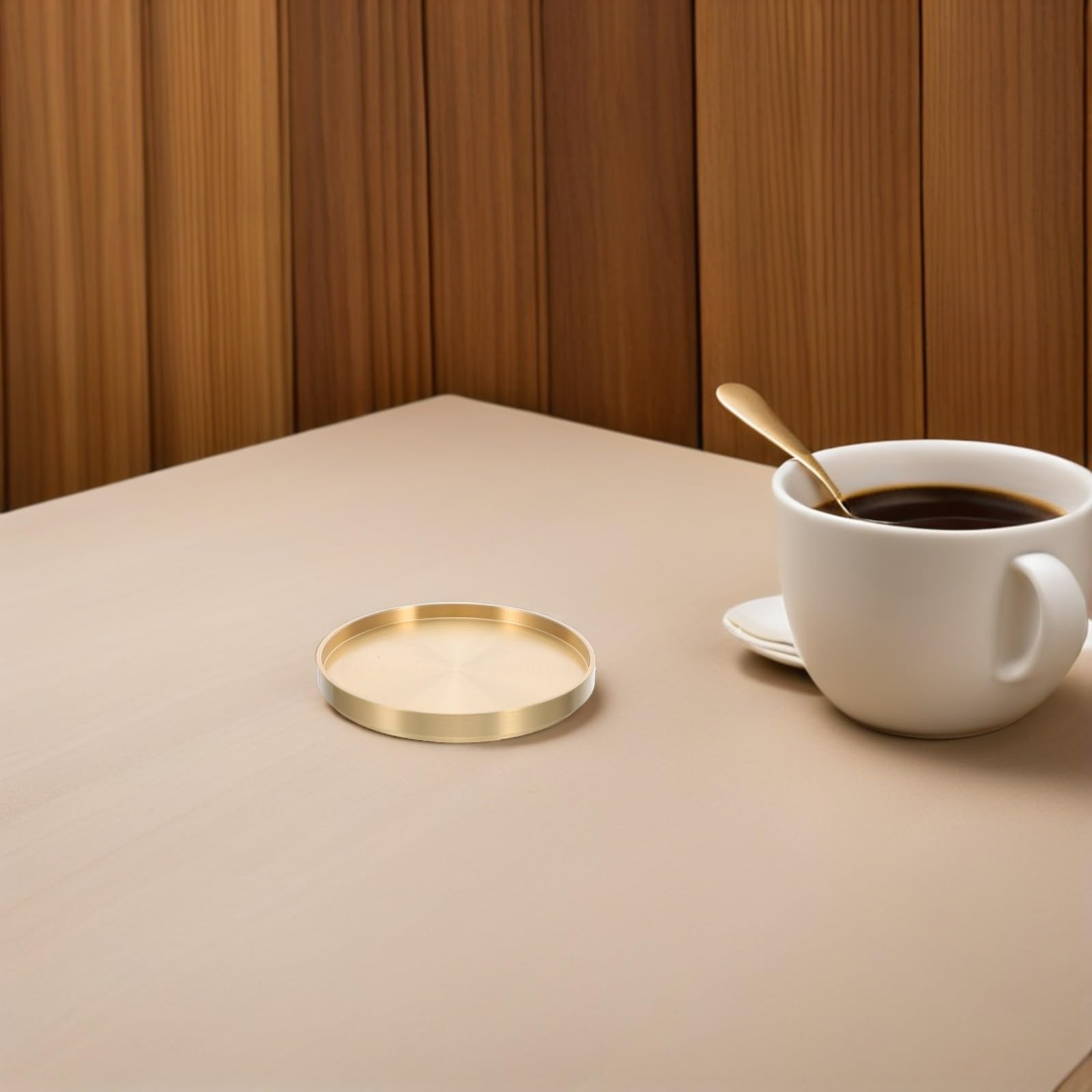 Dessous de Verre Stable et Pratique pour Tasse à Thé en Cuivre Or, Lot de 5pcs pour Salons de Thé et Décoration Élégante