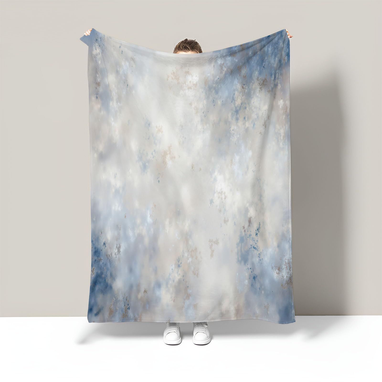 Manta De Franela con Textura De Degradado Gris Azulado 220x240cm, Suave Cálida Y Cómoda Ideal para Cama Sofá Sillón Y Viaje, Mantita Ligera De Invierno De Minimalista Moderno para Uso Diario