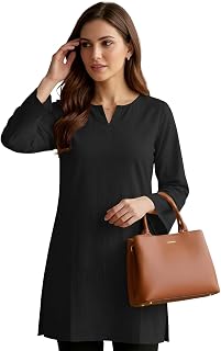 Leriya Fashion Tunic Tops for Women Stylish | Tunic Kurtis Tops for Women Cotton | Long Top for Woman Full Sleeves Western... Price In India