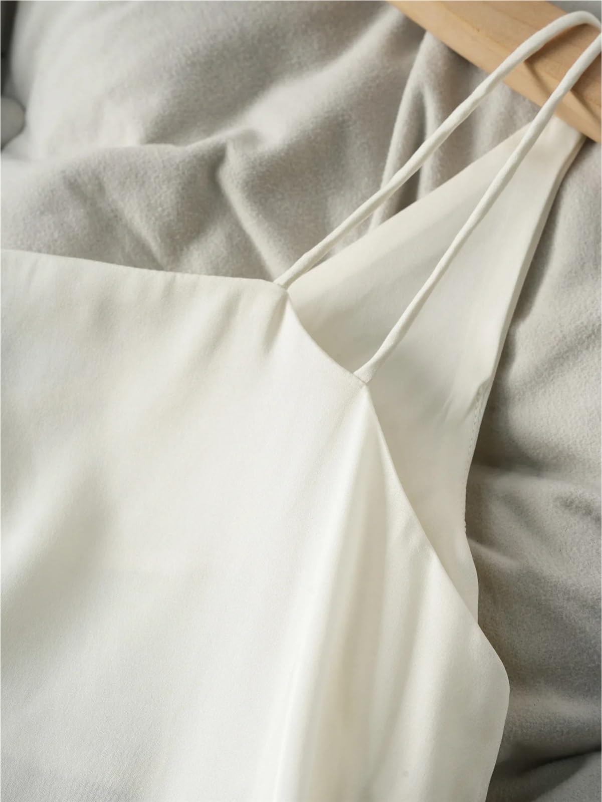 Camisola SóLida BáSica Chaleco Informal for Mujer de satén elástico Seda Morera Natural, versátil, con Cuello en V y Color Liso para Niña Camisola