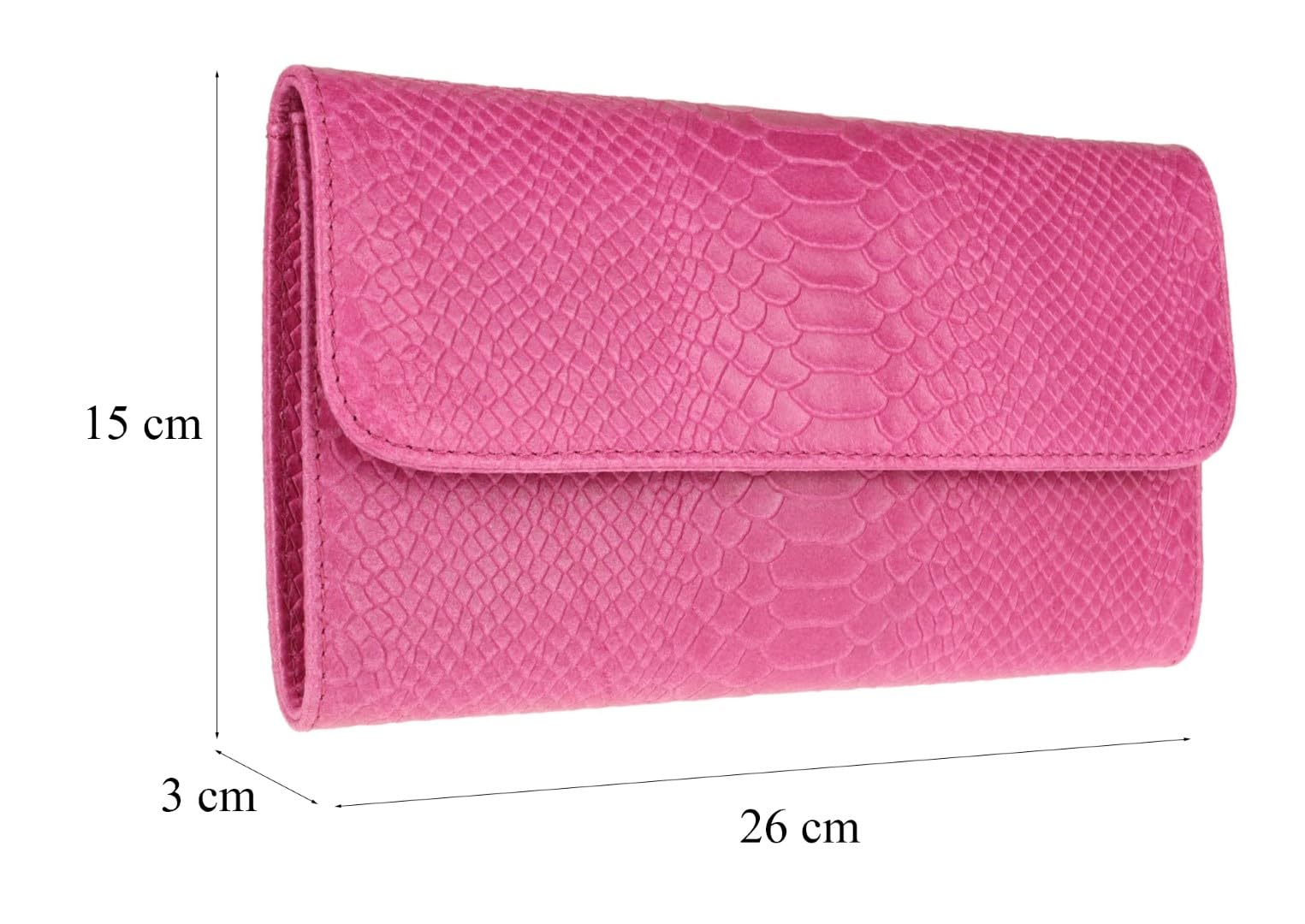 Girly Handbags Bolso Clutch de Piel Italiana con Estampado de Serpiente
