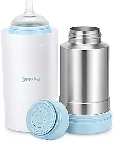Papablic Aquecedor de mamadeira portátil para viagem Plus, aquecedor de mamadeira de aço inoxidável de grande capacidade de 510 g, seguro e fácil de limpar