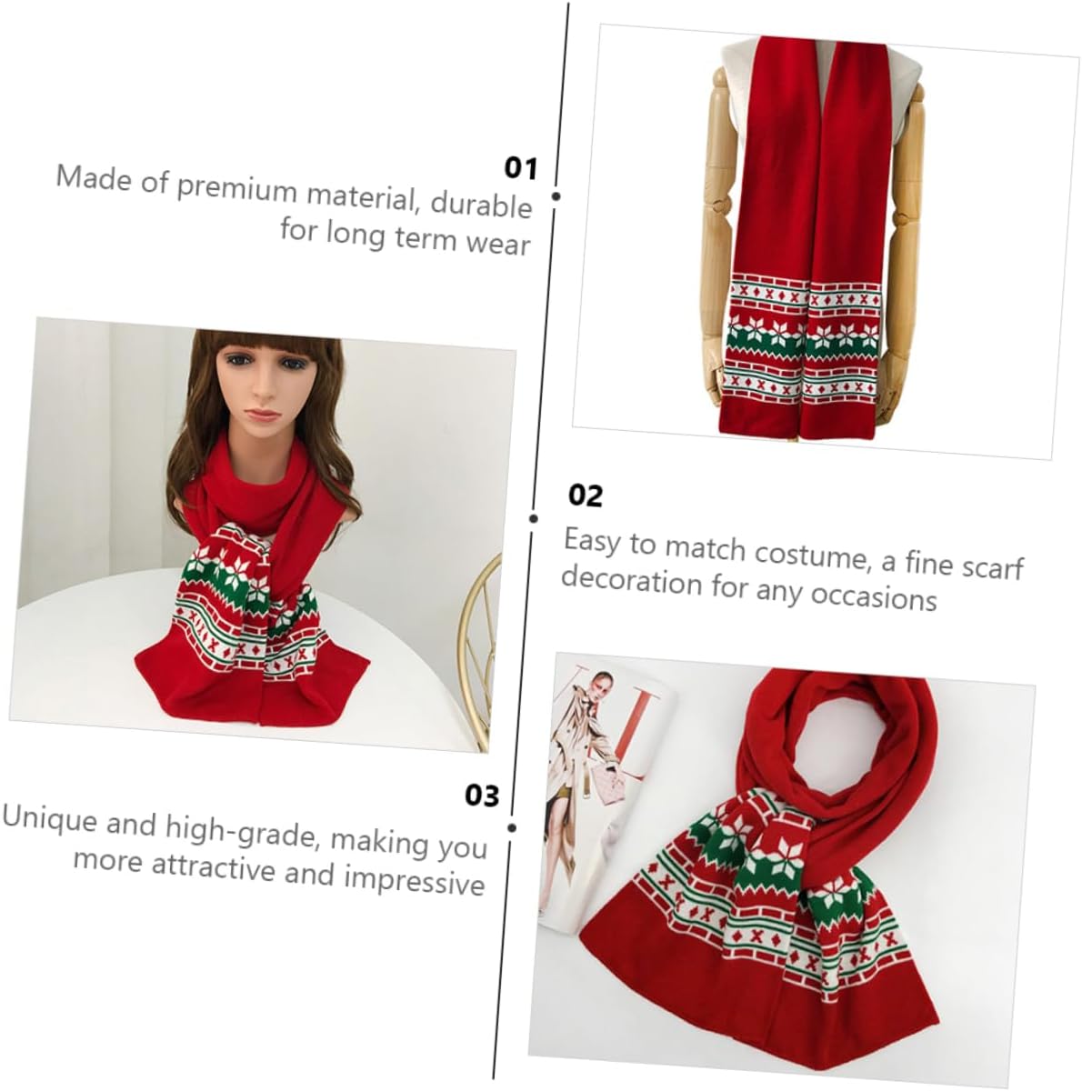NOLITOY 1pc Christmas Themed Scarf Decoration for Boys and Girls and Parents Lovely Neckerchief for Family Gatherings Fashionable Xmas Scarf Festive Patterns