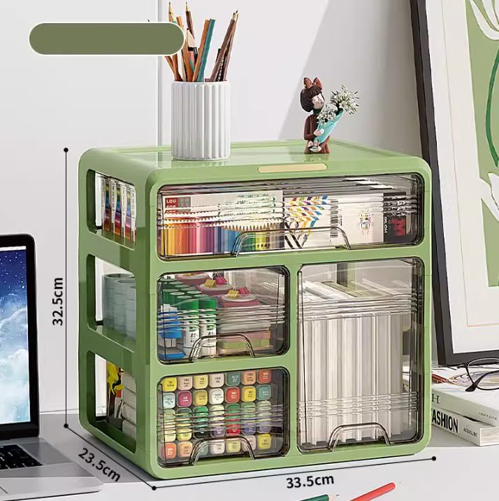 YURRO Caja de almacenamiento de escritorio de 1/2/3/4 capas de gran capacidad, organizador de suministros de escritorio, versátil caja de almacenamiento de cosméticos para oficina, hogar y escuela