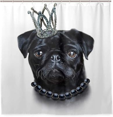 Amazon Lubataga シャワーカーテン イラスト手描きキングブラックパグ 防水 浴室 お風呂 バスカーテン 洗面所 間仕切り 目隠し用 Hdデジタル印刷 取付簡単 1 150cm シャワーカーテン ホーム キッチン オンライン通販