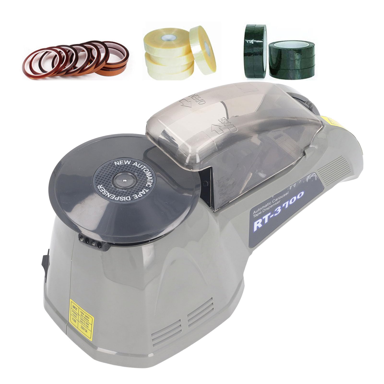 Runder Klebebandabroller, Präziser Schnitt, Automatischer Manueller Modus, Infrarot-Erkennung, Kompatibel mit Hochtemperatur-Klebeband, Transparentes Klebeband (EU-Stecker