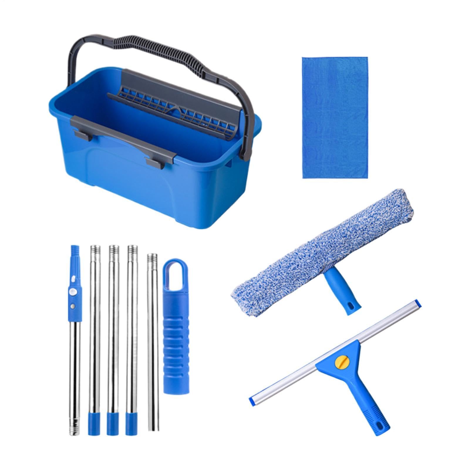 Kit Limpieza Ventanas Longitud Ajustable Con Paño De Microfibra | Herramientas Limpiacristales Para Los Hogares Para Puertas De Patio, Parabrisas De Automóviles, Azulejos Y Vidrios,