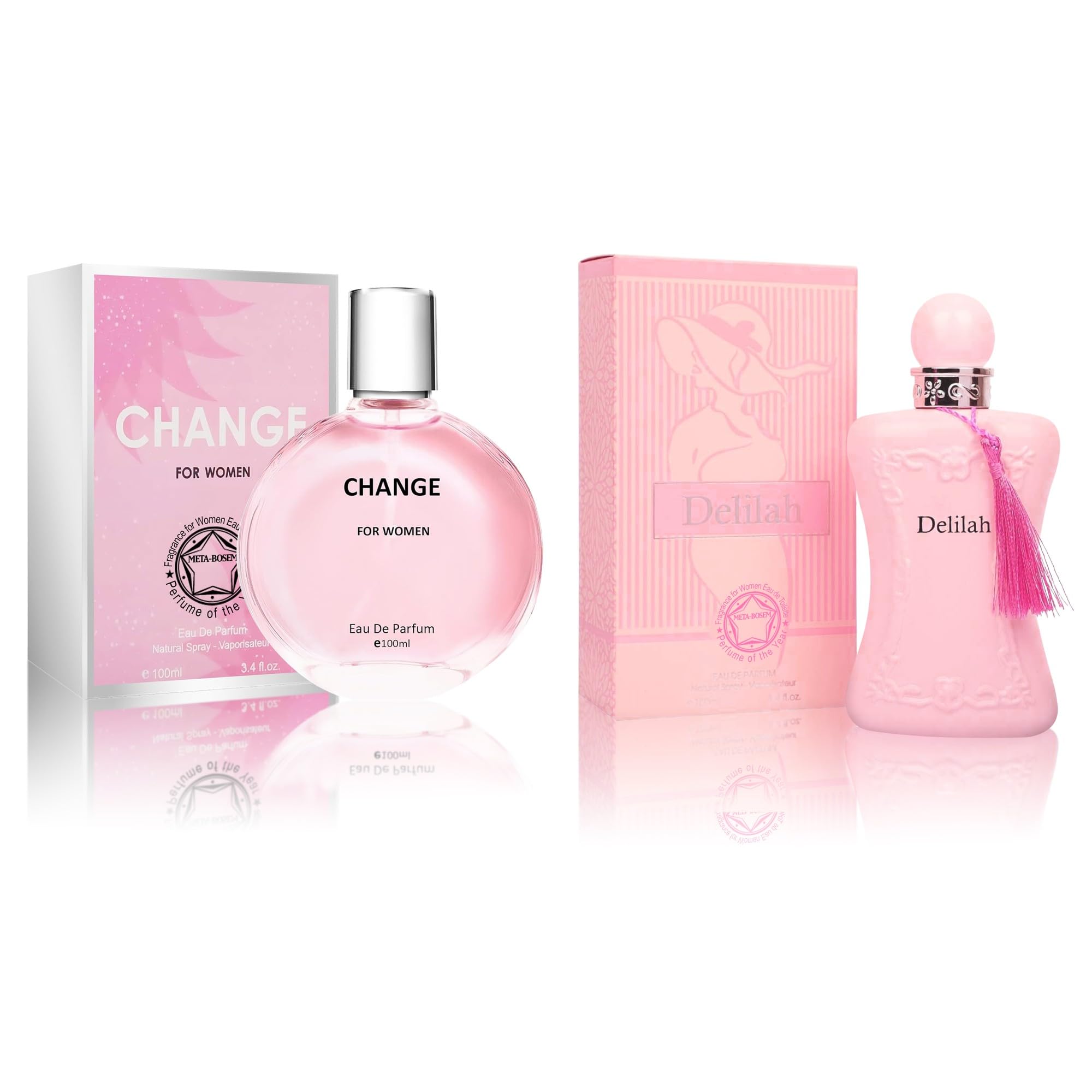 META-BOSEM Women Perfume Set Eau De Parfume Notes of Iris, Patchouli, Vanilla, and Spun Sugar Long Lasting Luxurious Fragrance(3.4oz/100ml x 2PCS) (