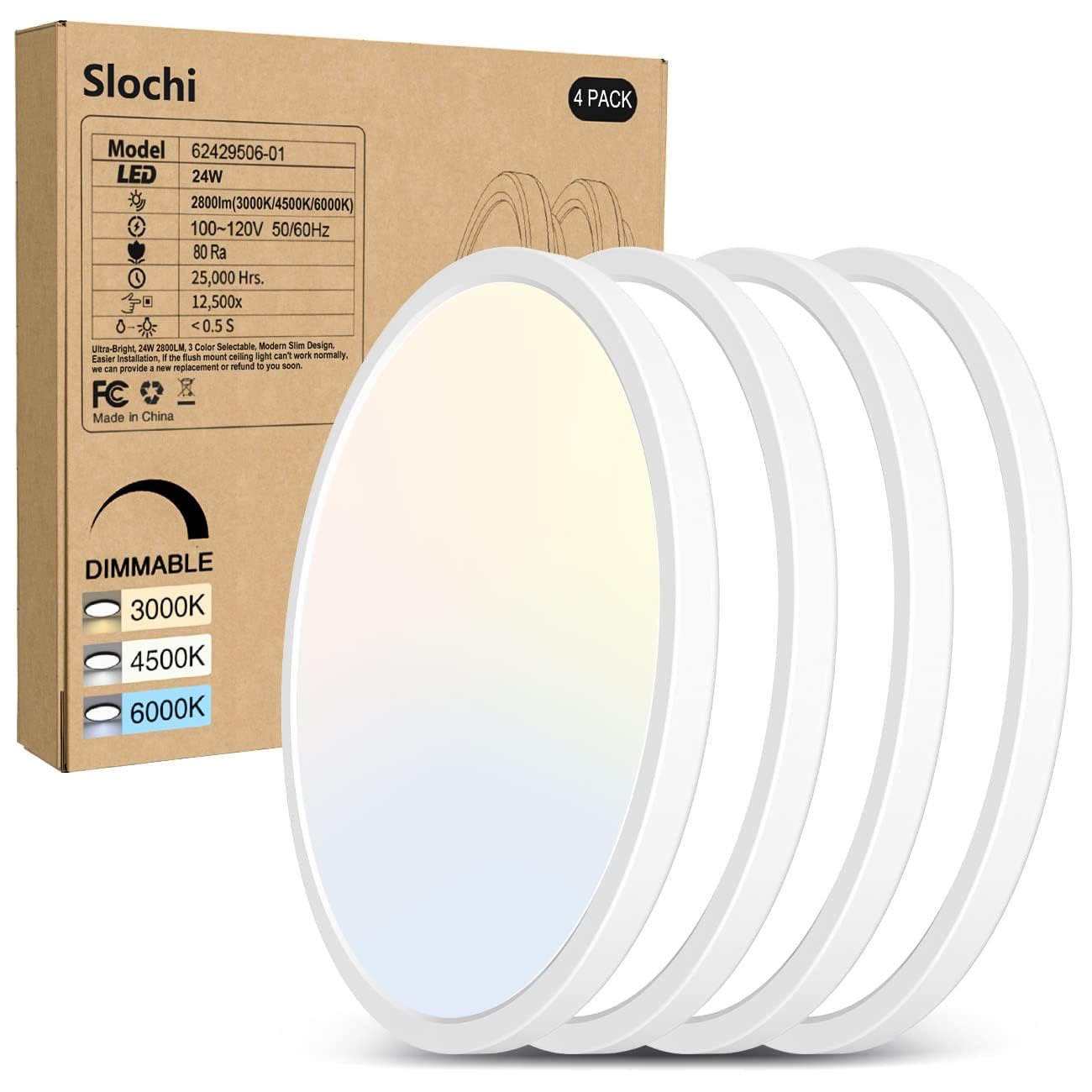 slochi 4PACKS LED Deckenleuchte 25CM