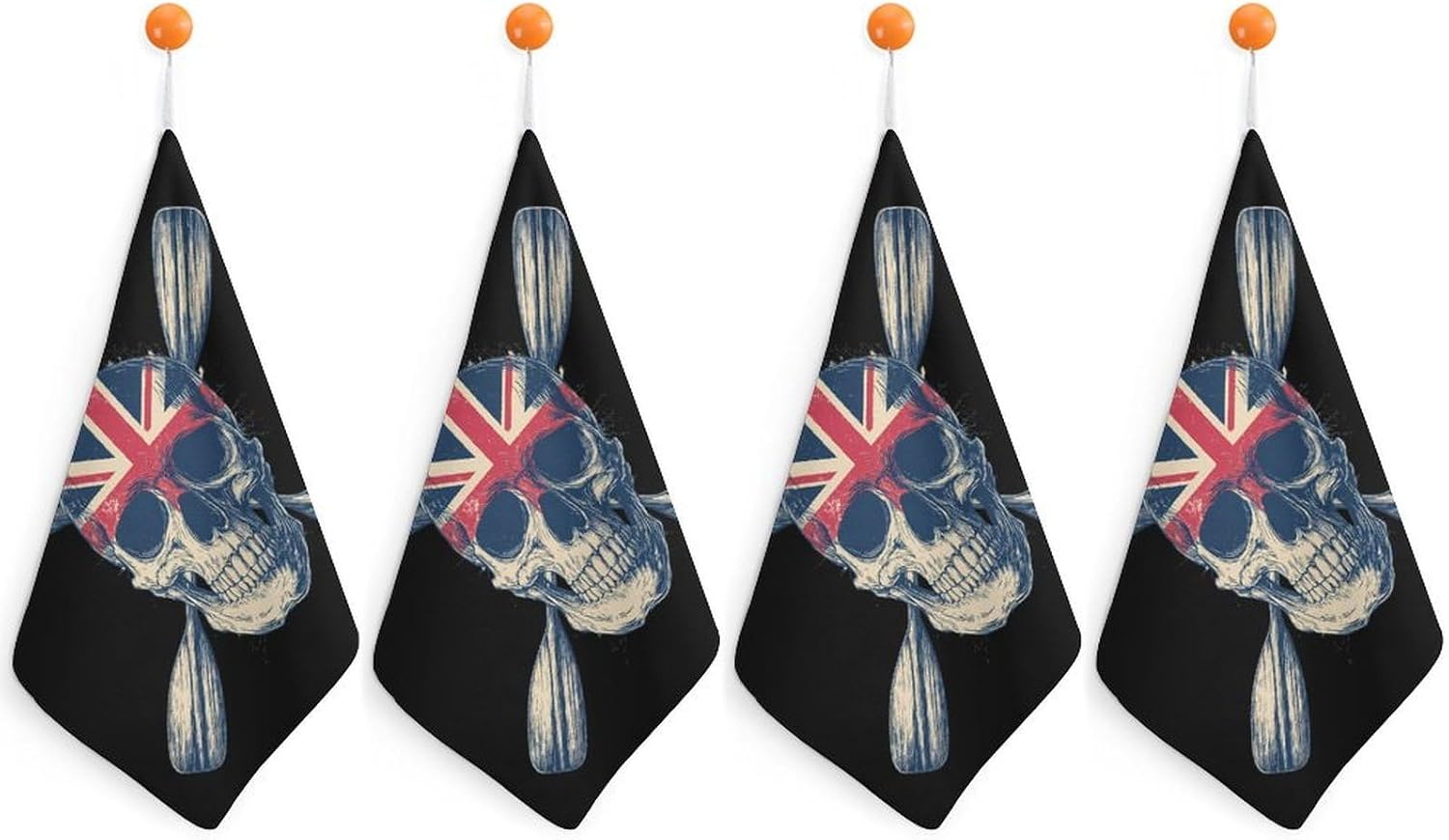 UK British Flag Skull Paddles Hand Towels for Bathroom Handkerchief | Absorbent,with Hanging Loop,Kitchen Towels,for Home Hotel,Soft